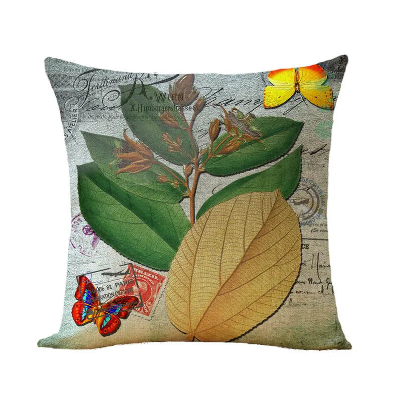 Наволочка из хлопка и льна с изображением зеленых растений | Дом сад