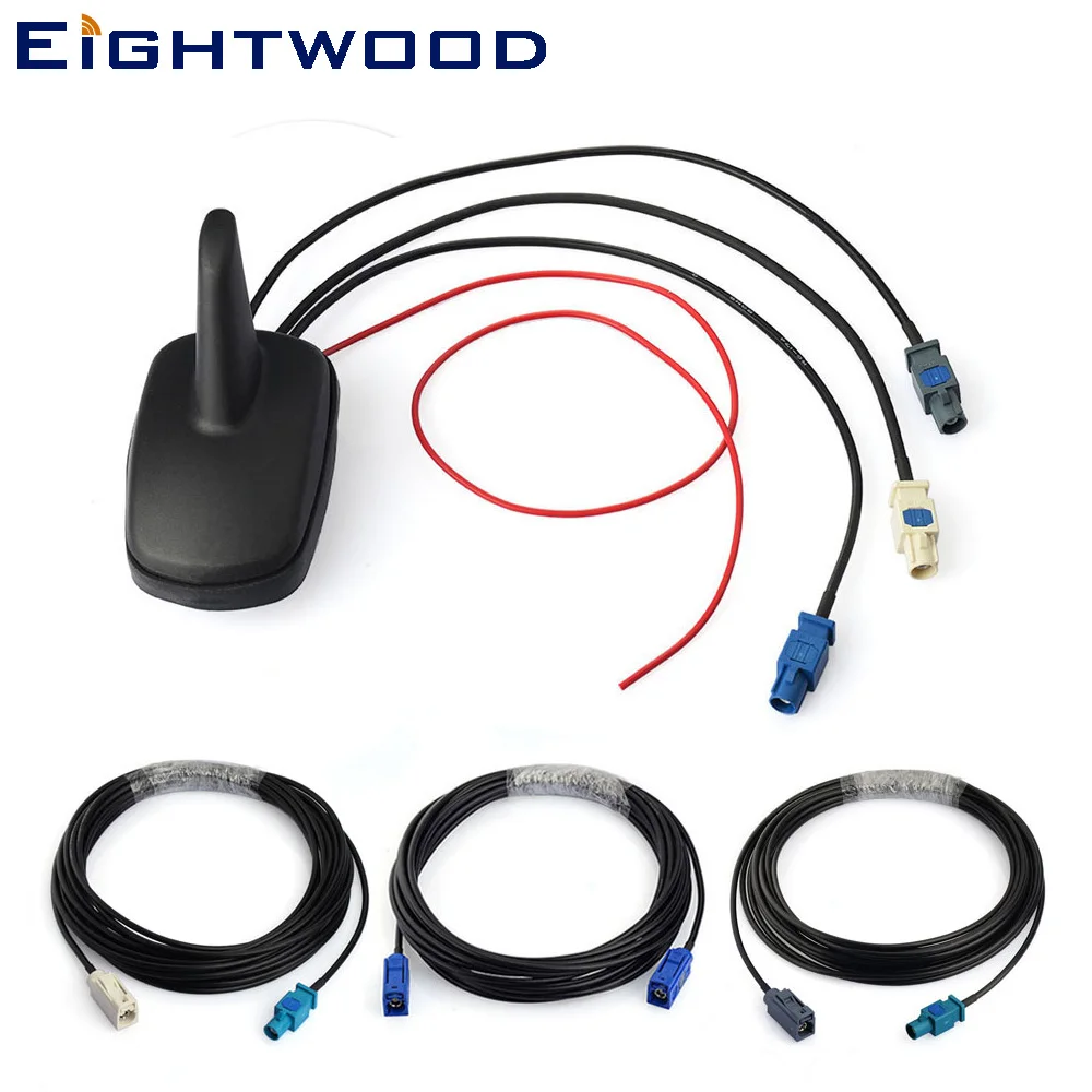 

Eightwood Car GPS DAB+/FM Radio Amplified Aerial Roof Mount Fakra Shark Fin Antenna And Replacement Cable for Alpine Ezi-DAB