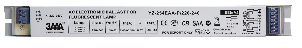 3AAA YZ-254EAA 220-240V 2*54W T5 электронные балласты для T5 HO флуоресцентная лампа в виде трубки аквариумная лампа 58W* 2 T8 выпрямитель