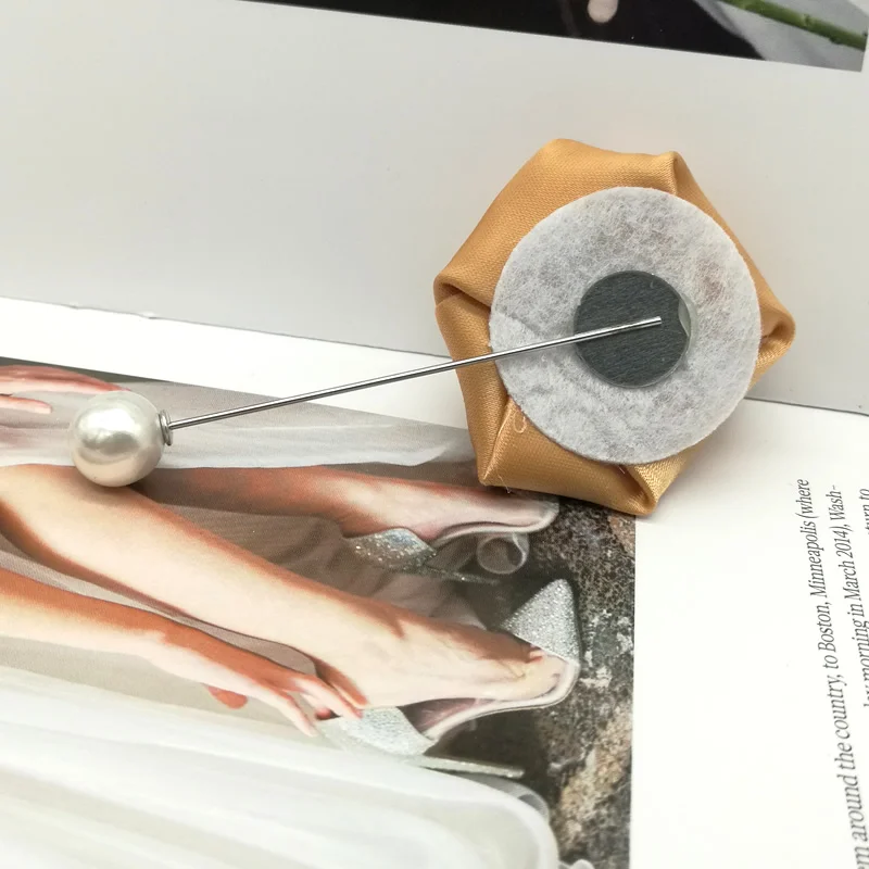 5 шт. светильник коричневый золото атласная роза ручной работы цветок брошь на