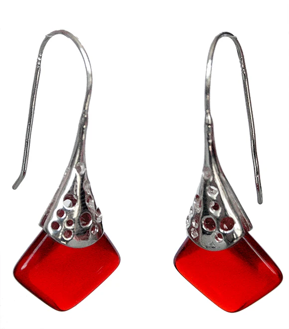 Женские уникальные серьги из серебра 925 пробы с Красным Дизайном 11/2&quot | Украшения