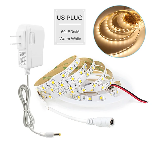 300led Warm White US Сенсорный выключатель с регулируемой яркостью 4040 SMD Светодиодная лента 12 В 5 м 110 В 220 В светодиодный гибкий светильник, Диодная лента, светодиодный светильник под шкаф, Кухонный Светильник - Испускаемый цвет: 300led Warm White US