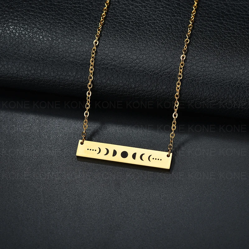 UZone Creative Stainless Steel Bar Pendant Necklace Punctuation Rectangle Chain For Women Hollow Jewelry Gift Mom | Украшения и