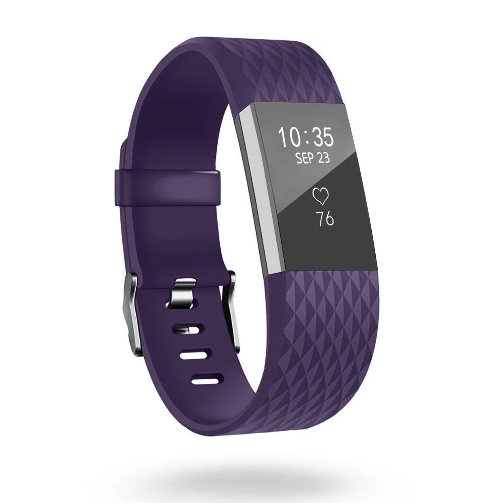 Purple 1pc DUSZAKE 3D Силиконовый ремешок для браслета Fitbit Charge 2 браслет аксессуары для Fitbit Charge 2 ремешок, умный Браслет ремешок - Цвет: Purple 1pc
