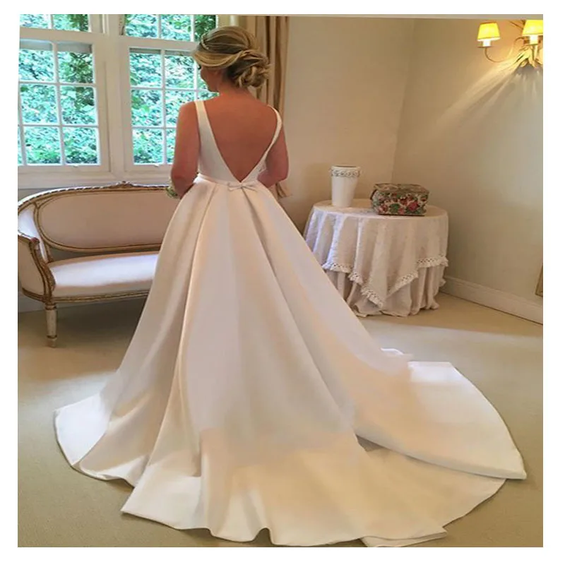 LORIE Белое Атласное Свадебное Платье со шлейфом 2019 Robe De Mariee смотрите элегантные