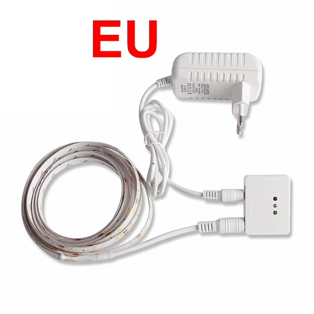EU Plug Диммируемый Светильник для шкафа ручной развертки датчик для ванной комнаты кухонный шкаф СВЕТОДИОДНЫЙ светильник 12 В лампа постоянного тока водонепроницаемая светодиодная лента - Цвет: EU Plug