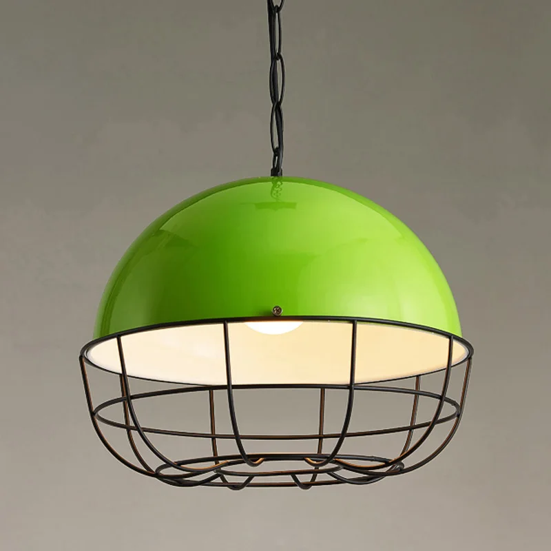 Beste Vintage Opknoping Lamp E27 Ijzer Lampen Bar Art Suspension Armatuur Indoor LED Hanglampen Groen Ijzer Lampenkap Hanglamp