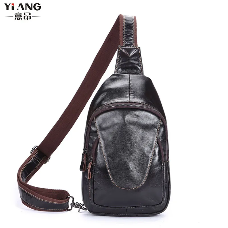 

Men Oil Wax Genuine Leather Cowhide fashion Messenger Shoulder Cross Body Bag Travel Sling Chest Back Day Pack