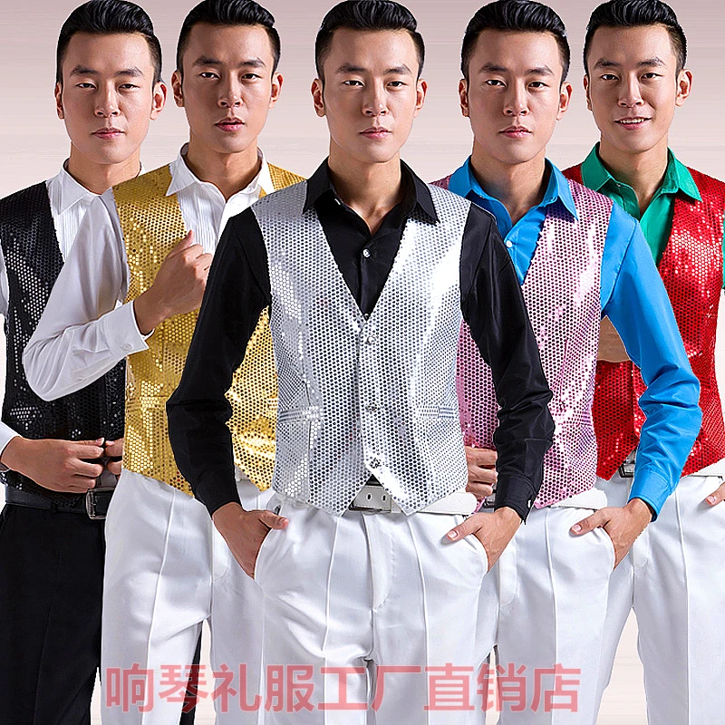 Жилет для хора пения и танцев блестящий жилет цвета красного синего черного