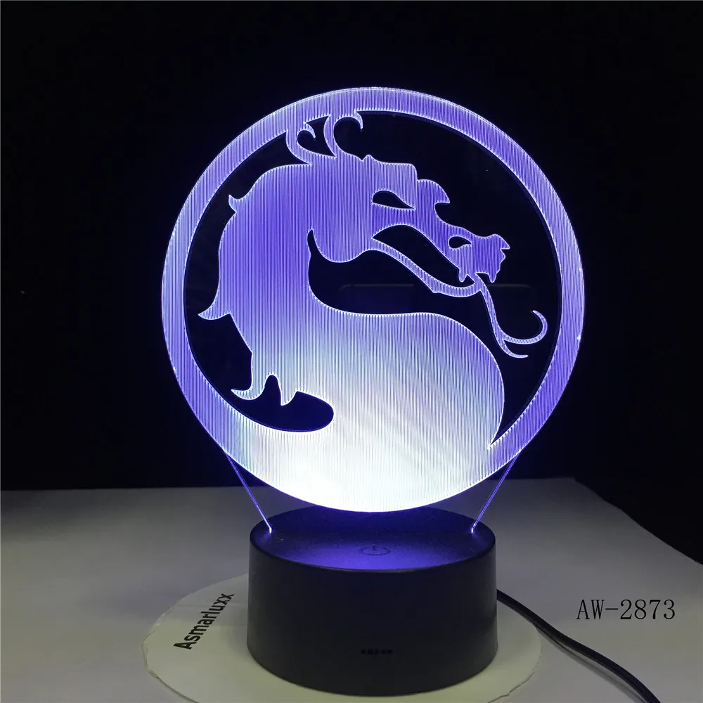 3d настольная лампа с поворотом головы дракона иллюзия сенсорный USB датчик RGBW