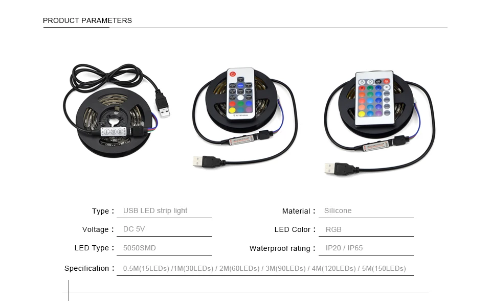 5050SMD светодиодный светильник подсветки телевизора RGB белый USB лента питания 1 м-5 м для ТВ фоновое освещение Рождественский стол декоративные светильники