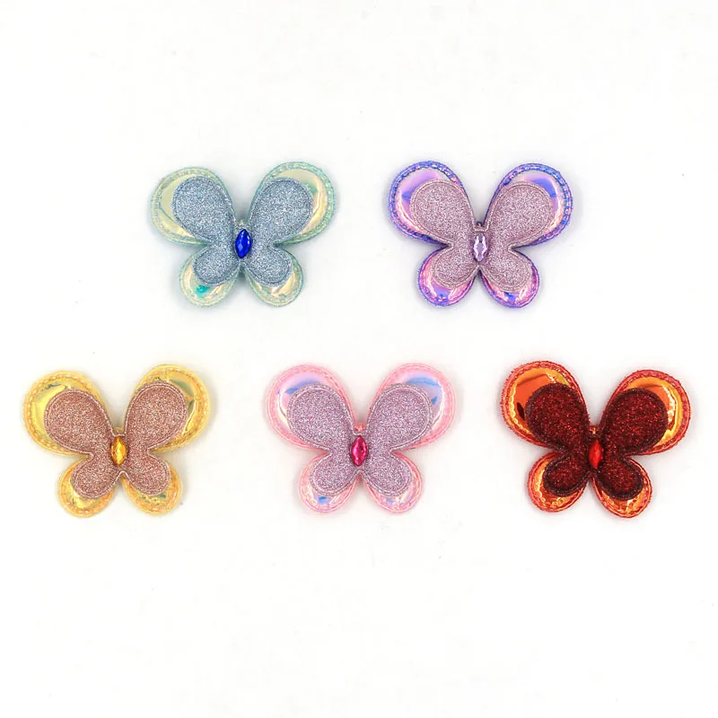 

15pcs/lot 6.2*4.9cm Pu butterfly Padded Appliques for DIY Accessories Craft Handmade Decoration