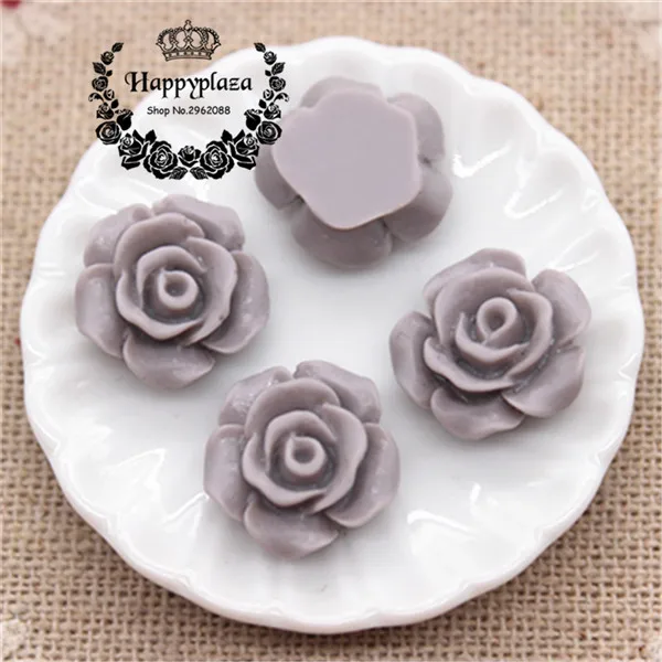 grey 50pcs 50 шт смешанные цвета милые античные цветы из полимера, розы с плоским основанием Кабошон DIY Ювелирные изделия/Ремесло Скрапбукинг, 13 мм - Цвет: grey 50pcs