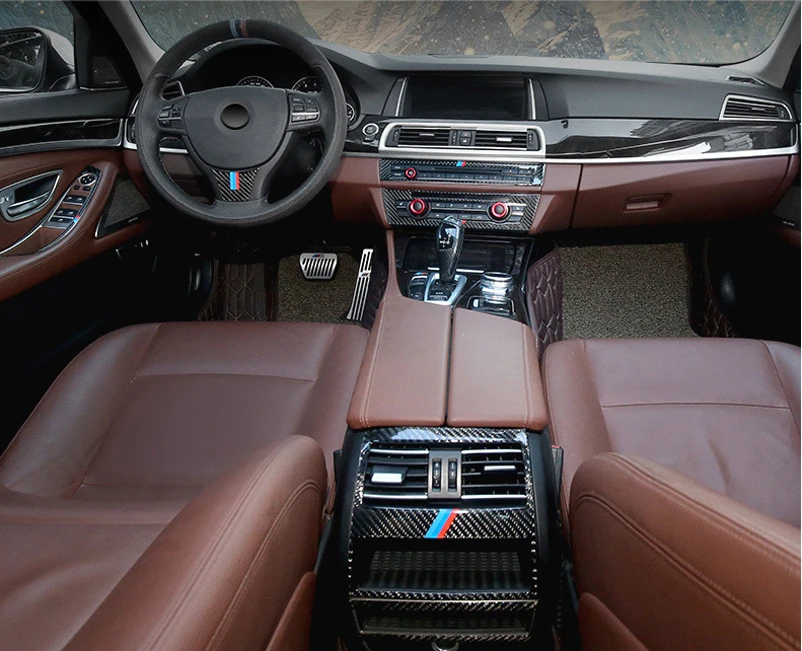 Для BMW F10 5 серия внутренняя отделка из углеродного волокна автомобиля CD панель
