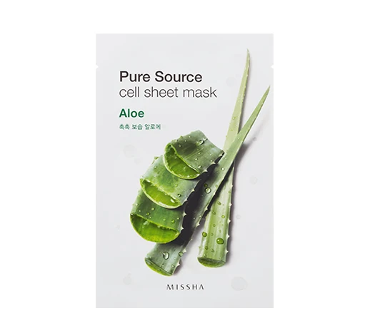 ALOE 1pcs MISSHA Pure Source Cell Sheet Mask Face Skin Care Facial Mask Hydrating Anti Aging Whitening Acne Treatment Mask Korea Cosmetics - Цвет: ALOE 1pcs