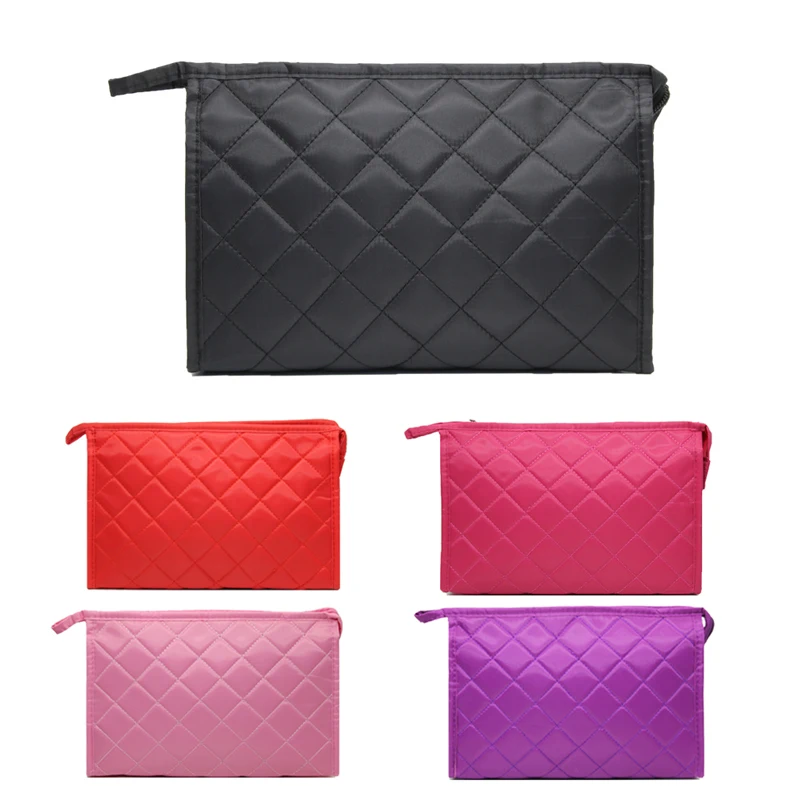 Женская косметичка функциональная ромбовидная решетка дорожный кейс для