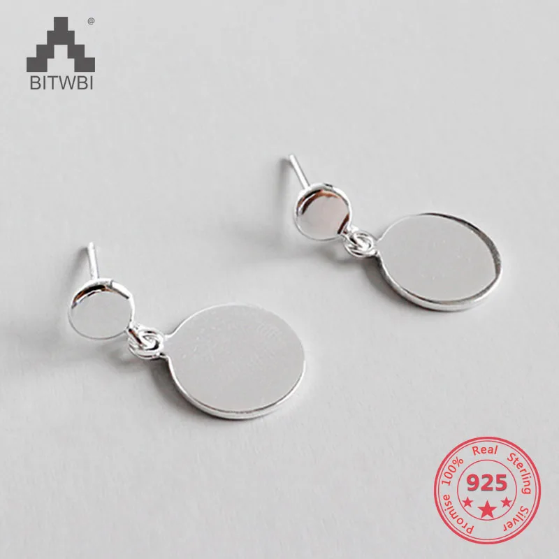 Серьги из стерлингового серебра S925 пробы модные геометрические круглые серьги |