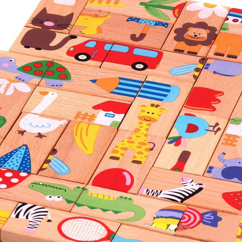 

New Animal Domino Puzzles Educational Toys Wooden Toy Baby Gift