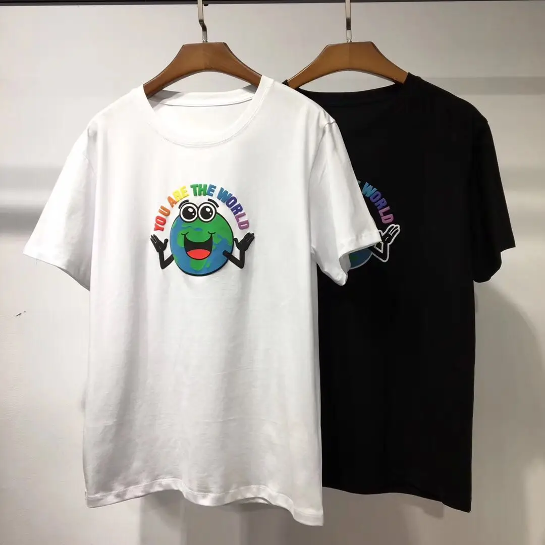 Летняя Новинка 2019 года свободная хлопковая футболка с короткими рукавами и