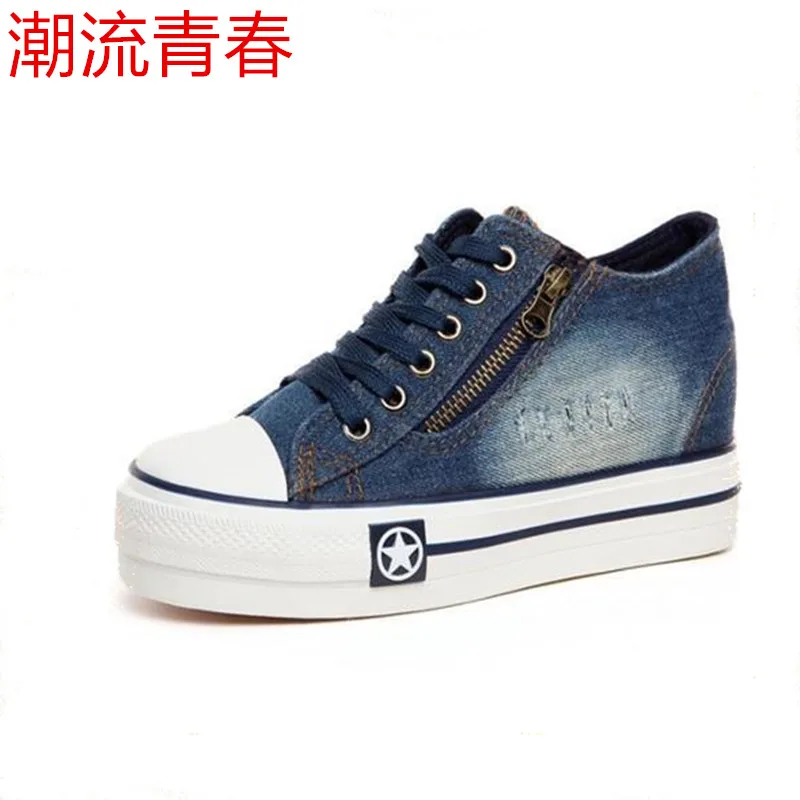 Женские парусиновые туфли синие повседневные из джинсовой ткани Размеры 35-40 |