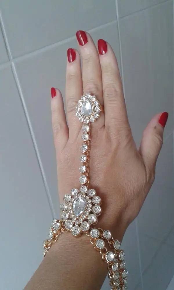 Ручной работы Kundan камни ручной цепи ручной jewellery Panja палец браслет