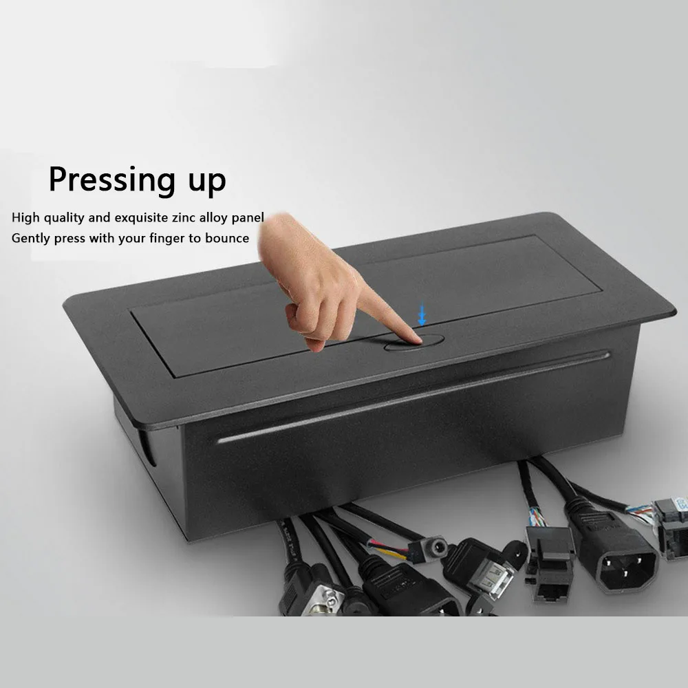 

Desktop Socket USB Universal Socket Conference Room POP UP Table Socket Zinc Alloy Panel VGA Audio HDMI USB Network Interface