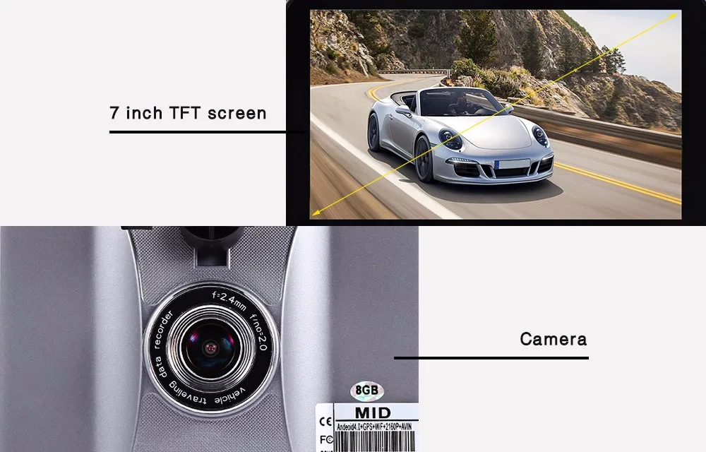 7 дюймов автомобиль Android Видеорегистраторы для автомобилей HD Камера видео