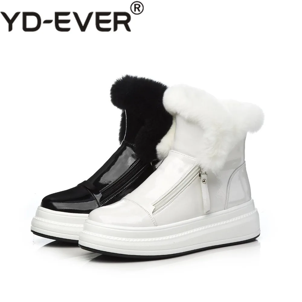 YD-EVER из натуральной кожи с круглым носком на плоской платформе теплые зимние