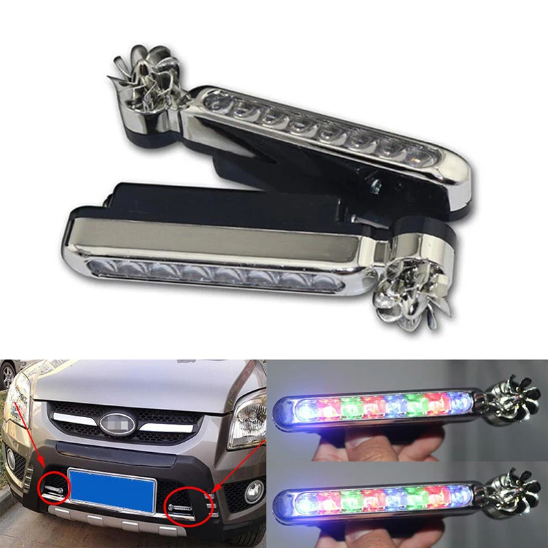 1Pc Wind Energy 8 LED Daylight Headlight Lamp Car Running Lights styling No Need External Power Supply Car Daytime