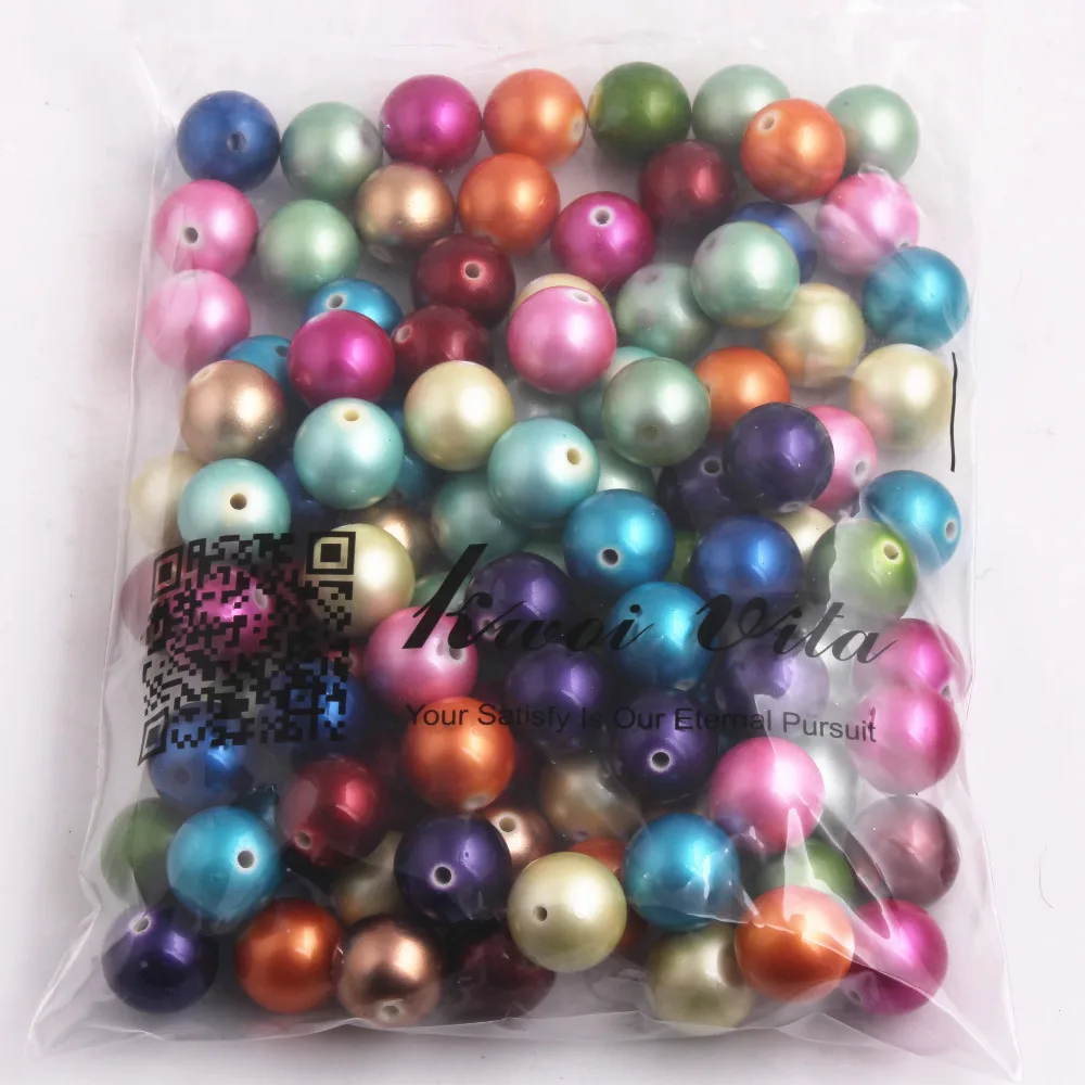 Kwoi Vita AAA Quality 20MM 100pcs A lot Acrylic Imitation Dull Pearl beads for Chunky DIY Necklace Making | Украшения и