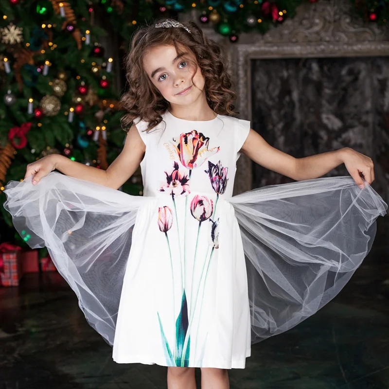 Childdkivy Girls Summer Mesh Dresses 2018 Flower Cute Princess Dress Kids For Birthday Children Party | Детская одежда и обувь