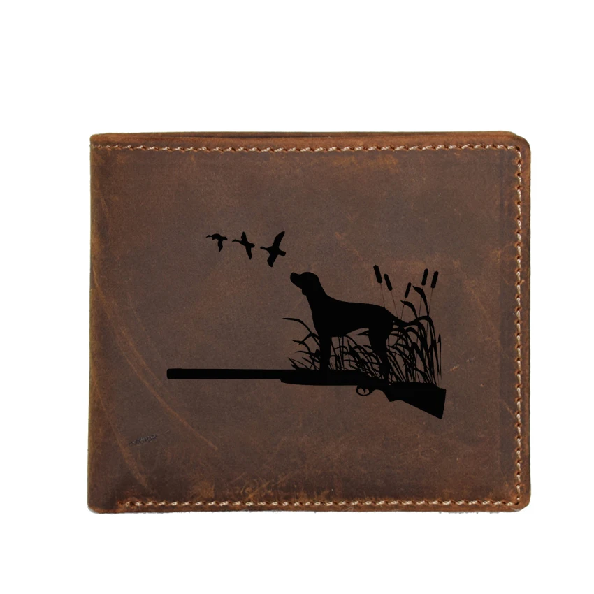 Охотничьих собак с выгравированным изображением Для мужчин кошелек кармашком