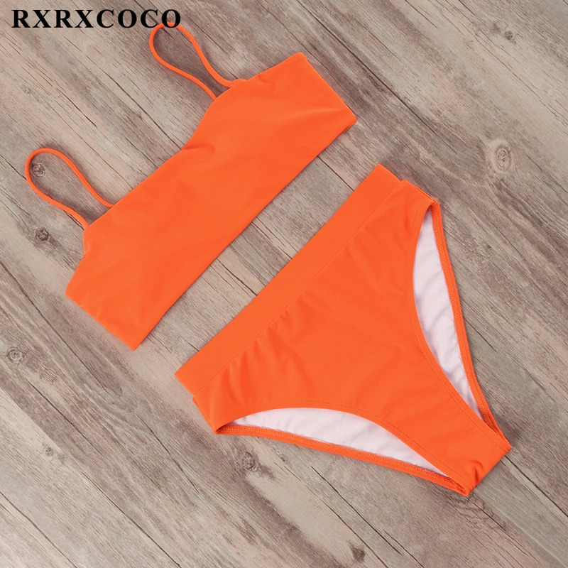 RXRXCOCO Высокая талия купальный костюм бикини Для женщин купальник сплошной с пуш