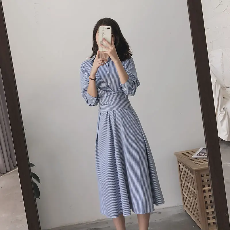 [HG] 2019 весеннее новое французское модное женское свободное платье с длинным
