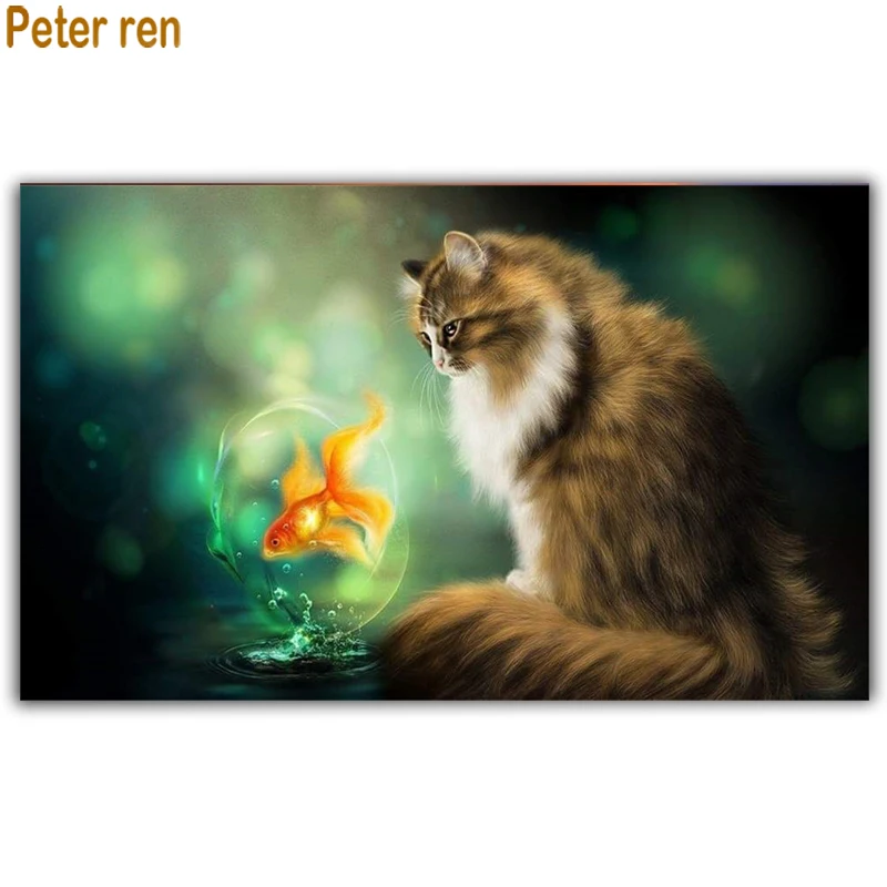 Алмазная живопись сделай сам вышивка крестиком кошка полная животное