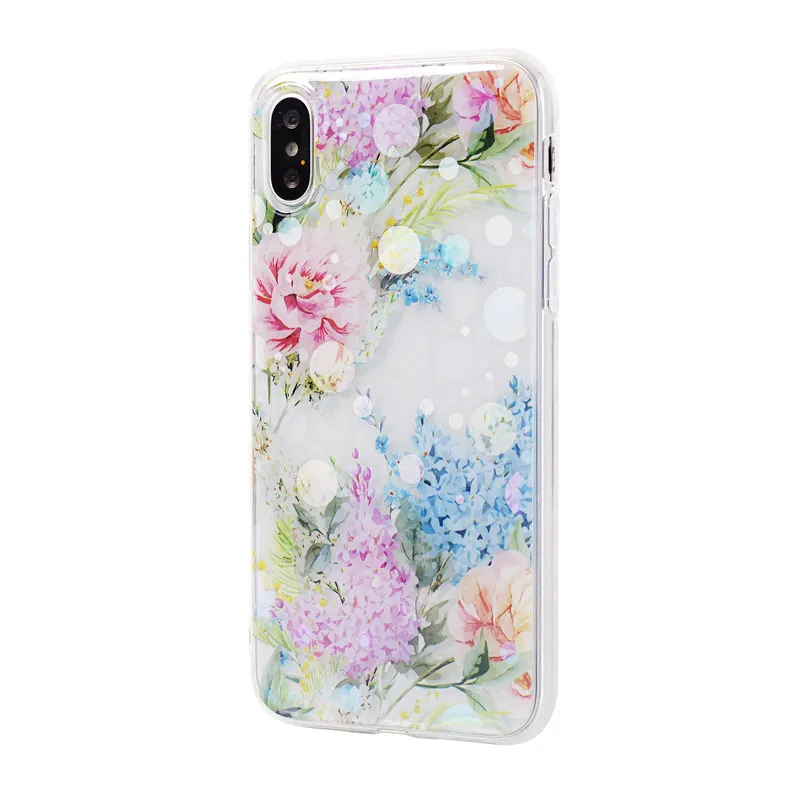 Retro Floral clear phone case for iPhone XS Max glitter transparent on 5s 6s Plus 8 6 7 XR |