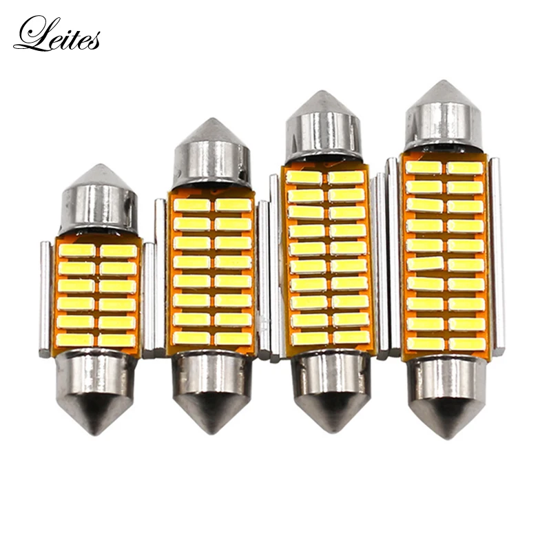 100 шт. гирлянда 28 мм/31 мм/36 мм/39 мм/41 мм 12SMD 4014 клиновидсветодиодный лампы C10W C5W