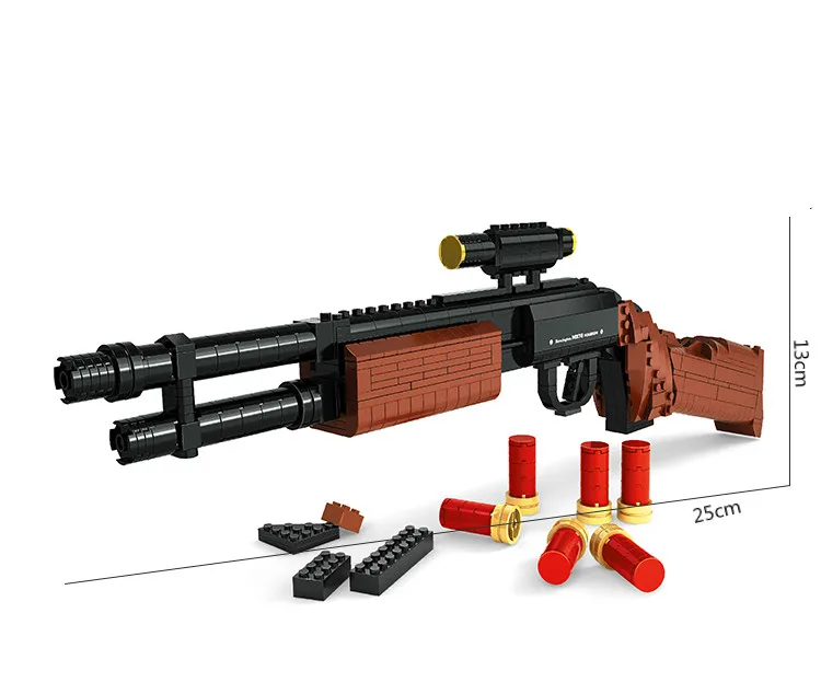 M870 модульный боевой дробовик пистолет оружия Модель 1:1 3D 527 шт. модель кирпич Building