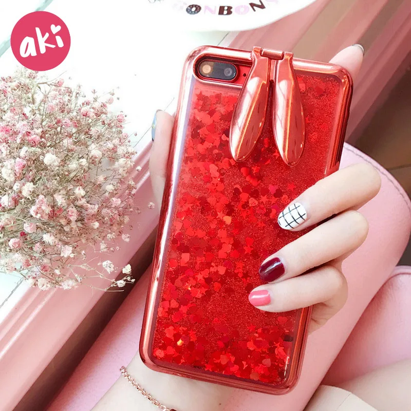 Аки Блестящий Жидкий чехол для телефона iPhone 6s 6 плюс Чехол зыбучий песок кроличьи