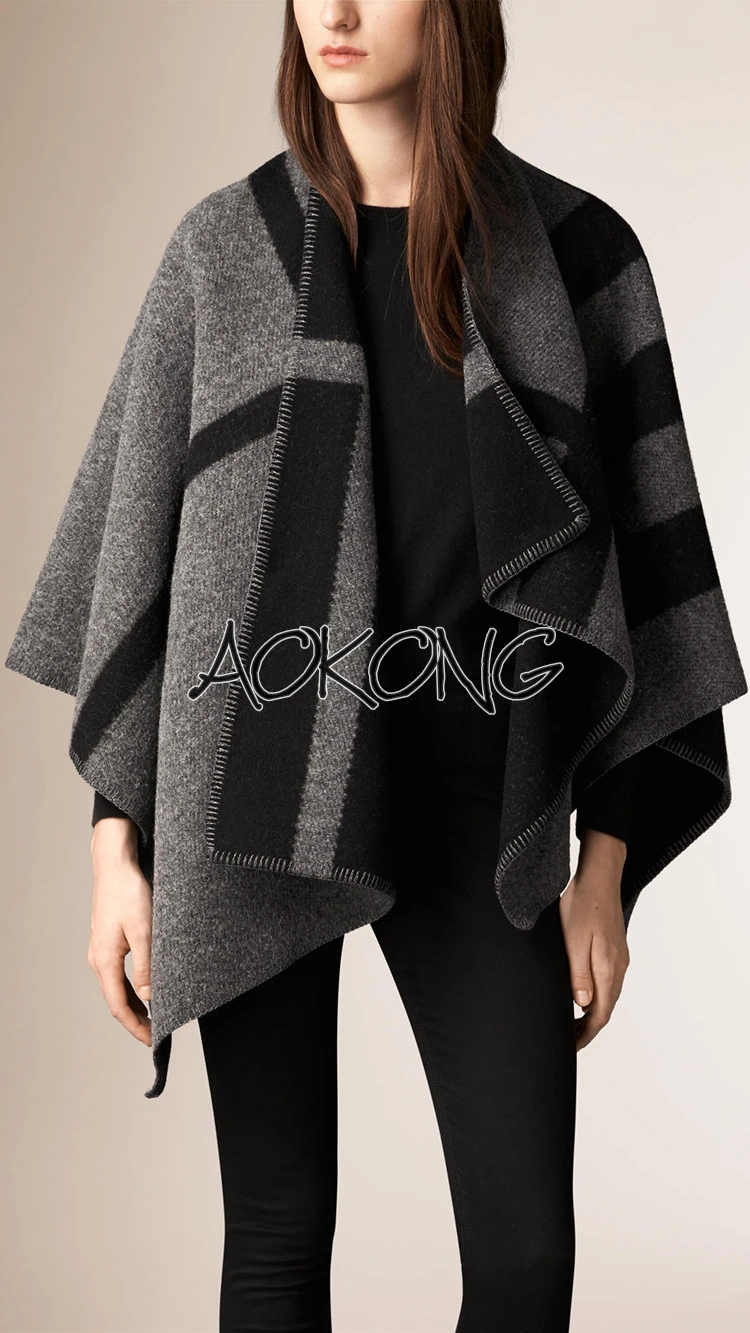 Зимнее Брендовое женское одеяло пончо пальто верхний кашемировый шерстяной шарф