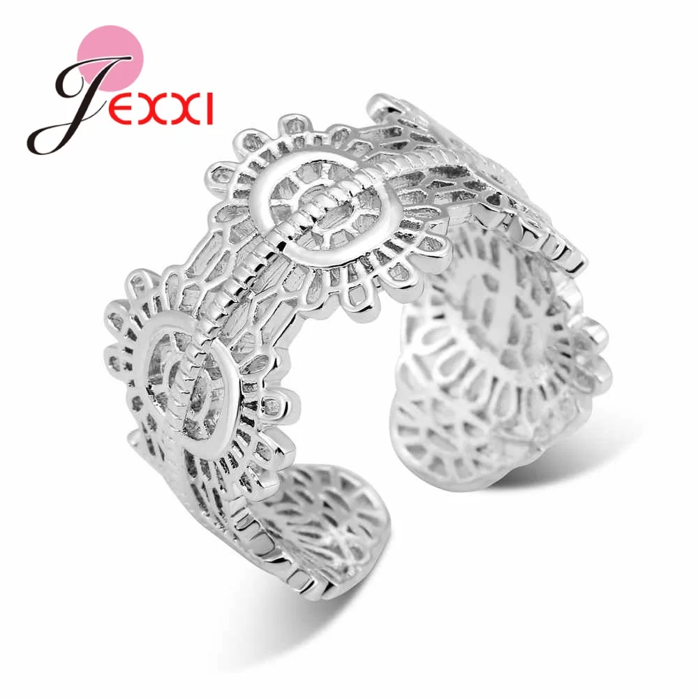 Новинка Открытое кольцо для вечерние JEXXI Серебряный цветок обручальное