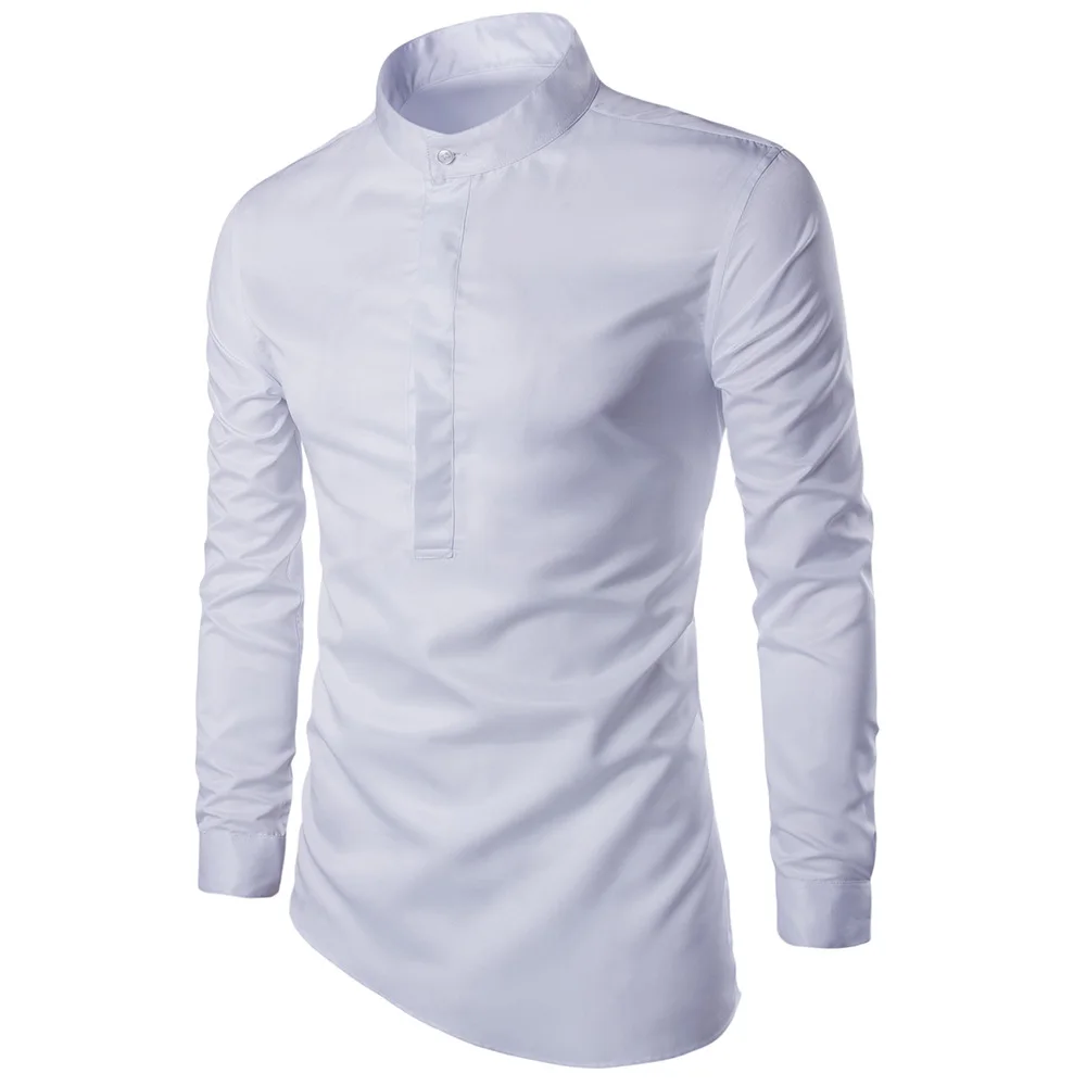 Мужская деловая рубашка Camisa Masculina Повседневная приталенная черного и белого