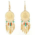 Золотой Круглый кисточкой в винтажном стиле; Ботильоны в этническом стиле, свисающие серьги для женщин, серьги Модные 2019 Boho серьги на свадебную вечеринку ювелирные изделия аксессуары