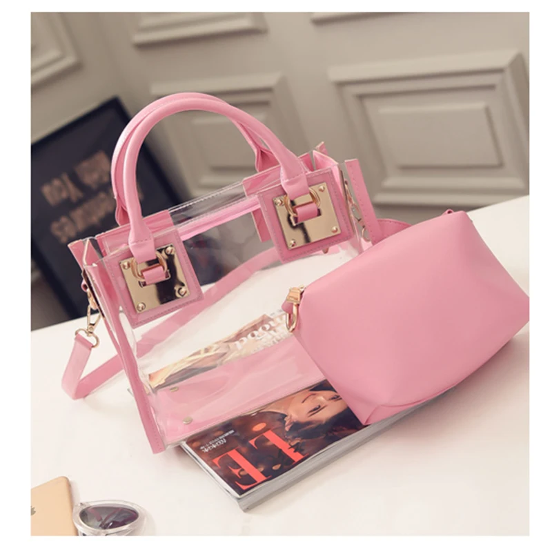 2 шт. женская прозрачная гелевая сумка 2019 модная летняя пляжная маленькая через