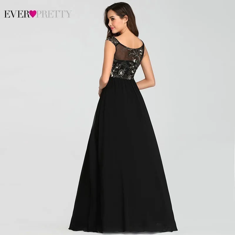 Elegant Black Bridesmaid Dresses A-Line V-Neck Spaghetti Straps Chiffon Women Wedding Party Vestidos Para Boda Mujer | Свадьбы и