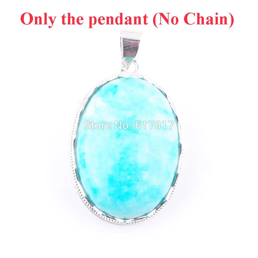 Pendant Only RONGZUAN ювелирные изделия кулон Амазонит драгоценный камень яйцо форма бисера кулон и ожерелье цепь Рейки Исцеление женские ювелирные изделия TN3328 - Окраска металла: Pendant Only