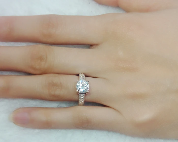 Женское кольцо из белого золота с фианитом 2 карата|engagement wedding ring|jewelry ringswedding rings for