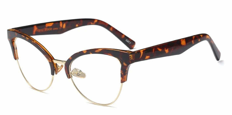 Half Frame Cat Eye Hollow Glasses Frames Women Trending Optical Fashion Computer Glasses 45640