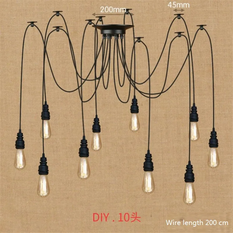 Industrial Pipe Lamp Loft Vintage Pendant Light Edison Dining Room DIY Iron Hanglamp Home Decor Lighting Luminaire | Лампы и освещение