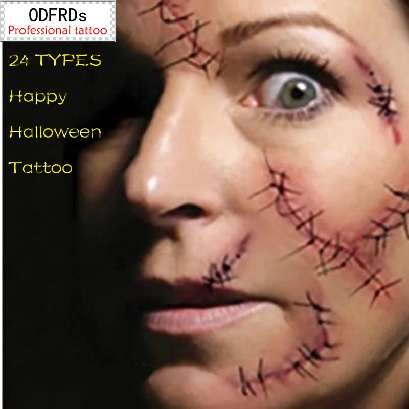 Счастливый Хэллоуин водонепроницаемый временные татуировки хна поддельные